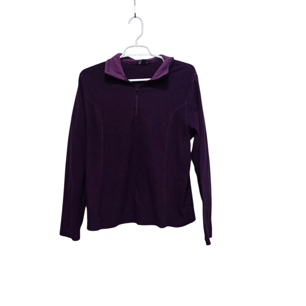Lands End ThermaCheck 100 Purple Fleece Quarter Zip Large